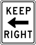 Keep right with left arrow sign
